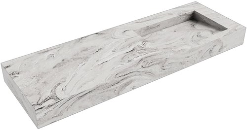 AVON Glace vrijhangende wastafel 141cm. Positie wasbak Rechts rand 12cm. 