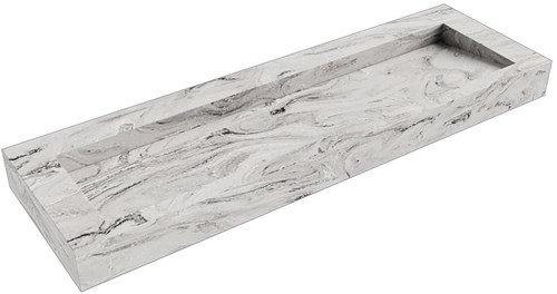 AVON Glace vrijhangende wastafel 150cm. Positie wasbak Midden rand 12cm. 