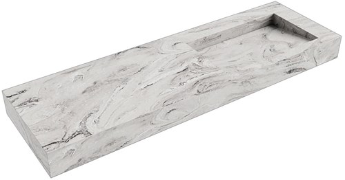 AVON Glace vrijhangende wastafel 150cm. Positie wasbak Rechts rand 12cm. 