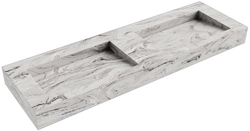 AVON Glace vrijhangende wastafel 150cm. Positie wasbak Dubbel rand 12cm. 