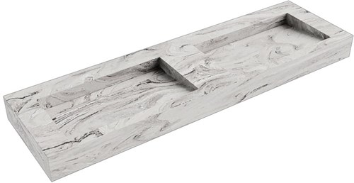 AVON Glace vrijhangende wastafel 160cm. Positie wasbak Dubbel rand 12cm. 