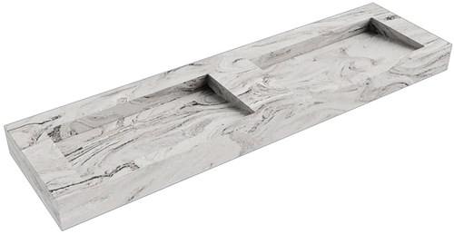 AVON Glace vrijhangende wastafel 170cm. Positie wasbak Dubbel rand 12cm. 