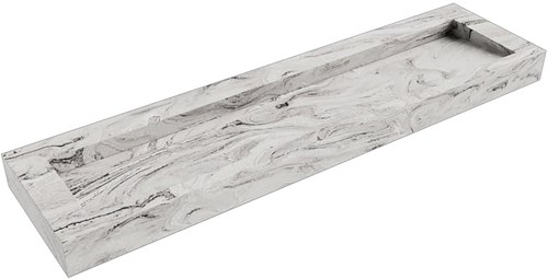 AVON Glace vrijhangende wastafel 180cm. Positie wasbak Midden rand 12cm. 