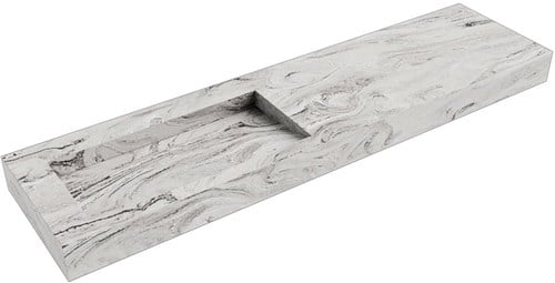 AVON Glace vrijhangende wastafel 181cm. Positie wasbak Links rand 12cm. 