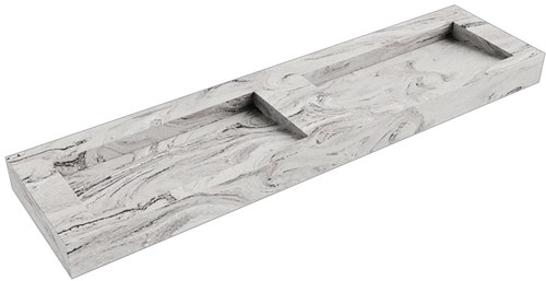 AVON Glace vrijhangende wastafel 181cm. Positie wasbak Dubbel rand 12cm. 