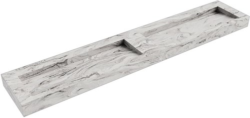 AVON Glace vrijhangende wastafel 250cm. Positie wasbak Dubbel rand 12cm. 