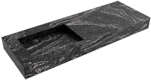 AVON Lava vrijhangende wastafel 130cm. Positie wasbak Links rand 12cm. 