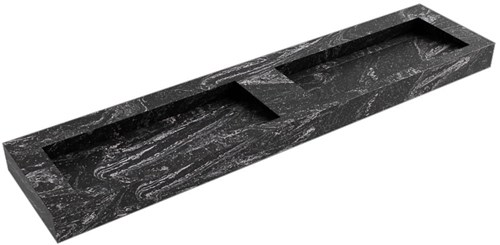 AVON Lava vrijhangende wastafel 201cm. Positie wasbak Dubbel rand 12cm. 