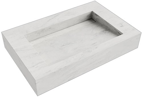 AVON Opalo vrijhangende wastafel 70cm. Positie wasbak Midden rand 12cm. 