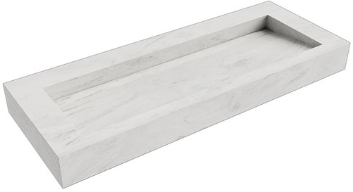 AVON Opalo vrijhangende wastafel 120cm. Positie wasbak Midden rand 12cm. 