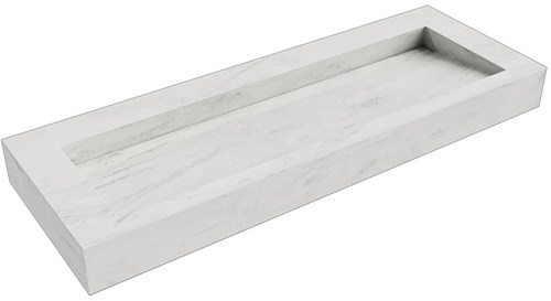 AVON Opalo vrijhangende wastafel 130cm. Positie wasbak Midden rand 12cm. 