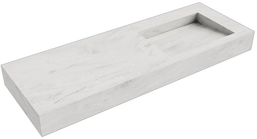 AVON Opalo vrijhangende wastafel 131cm. Positie wasbak Rechts rand 12cm. 