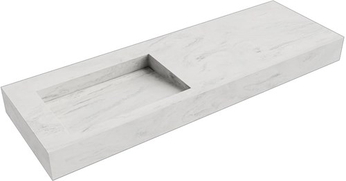 AVON Opalo vrijhangende wastafel 140cm. Positie wasbak Links rand 12cm. 