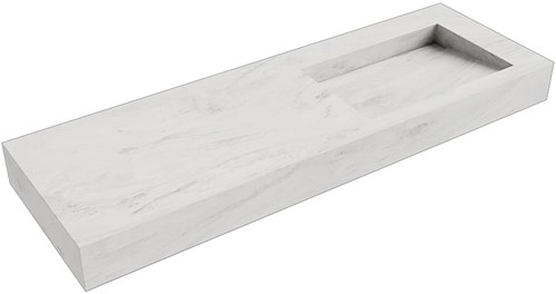 AVON Opalo vrijhangende wastafel 140cm. Positie wasbak Rechts rand 12cm. 