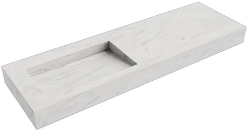 AVON Opalo vrijhangende wastafel 151cm. Positie wasbak Links rand 12cm. 