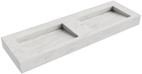 AVON Opalo vrijhangende wastafel 151cm. Positie wasbak Dubbel rand 12cm. 