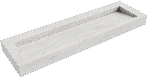 AVON Opalo vrijhangende wastafel 160cm. Positie wasbak Midden rand 12cm. 