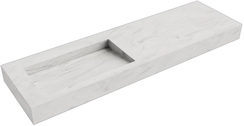 AVON Opalo vrijhangende wastafel 160cm. Positie wasbak Links rand 12cm. 