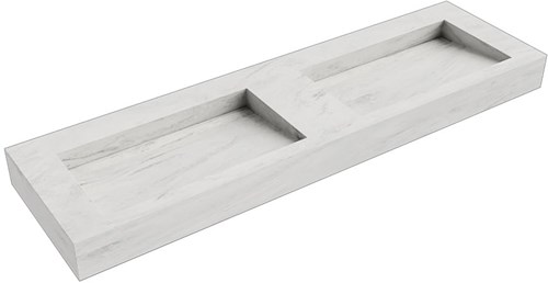 AVON Opalo vrijhangende wastafel 161cm. Positie wasbak Dubbel rand 12cm. 