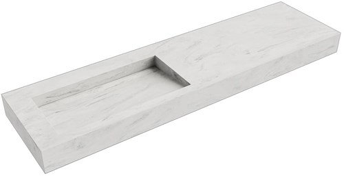 AVON Opalo vrijhangende wastafel 170cm. Positie wasbak Links rand 12cm. 