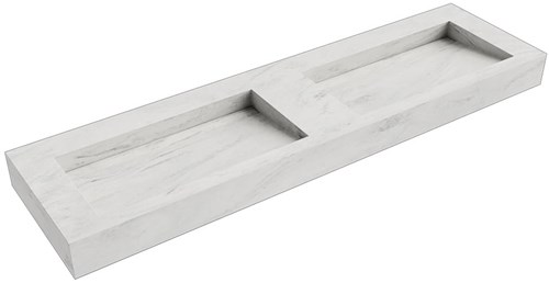 AVON Opalo vrijhangende wastafel 170cm. Positie wasbak Dubbel rand 12cm. 
