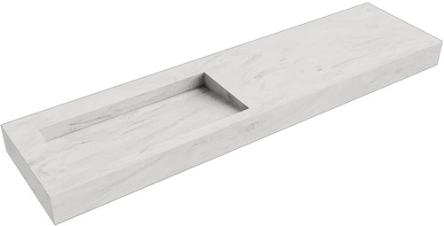 AVON Opalo vrijhangende wastafel 181cm. Positie wasbak Links rand 12cm. 