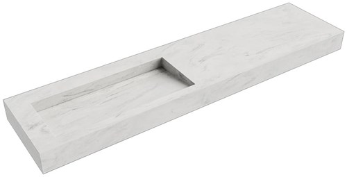 AVON Opalo vrijhangende wastafel 190cm. Positie wasbak Links rand 12cm. 