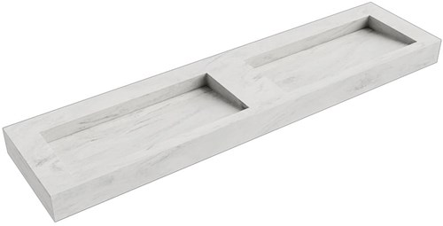 AVON Opalo vrijhangende wastafel 190cm. Positie wasbak Dubbel rand 12cm. 