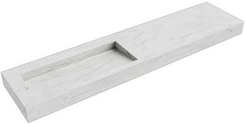 AVON Opalo vrijhangende wastafel 200cm. Positie wasbak Links rand 12cm. 