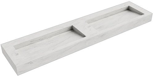AVON Opalo vrijhangende wastafel 201cm. Positie wasbak Dubbel rand 12cm. 