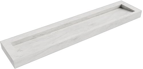AVON Opalo vrijhangende wastafel 221cm. Positie wasbak Midden rand 12cm. 
