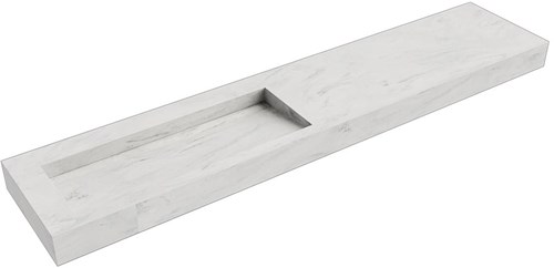 AVON Opalo vrijhangende wastafel 220cm. Positie wasbak Links rand 12cm. 