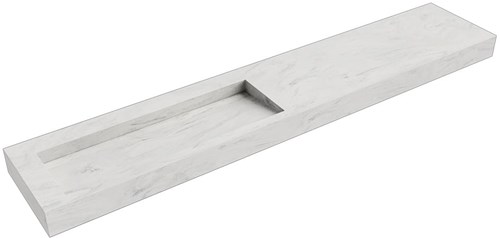 AVON Opalo vrijhangende wastafel 240cm. Positie wasbak Links rand 12cm. 