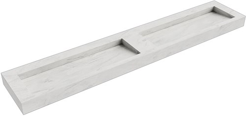 AVON Opalo vrijhangende wastafel 250cm. Positie wasbak Dubbel rand 12cm. 