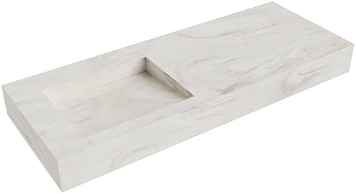 AVON Ostra vrijhangende wastafel 121cm. Positie wasbak Links rand 12cm. 
