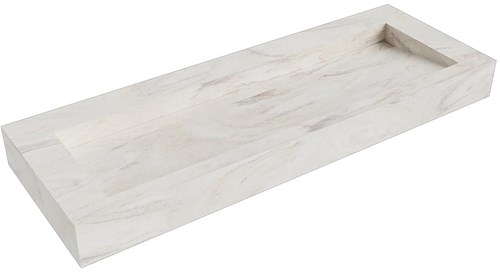 AVON Ostra vrijhangende wastafel 130cm. Positie wasbak Midden rand 12cm. 