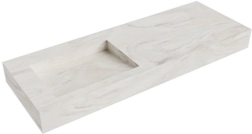 AVON Ostra vrijhangende wastafel 130cm. Positie wasbak Links rand 12cm. 