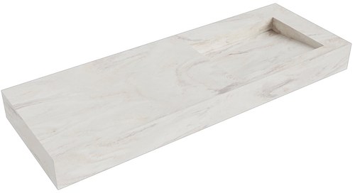 AVON Ostra vrijhangende wastafel 130cm. Positie wasbak Rechts rand 12cm. 