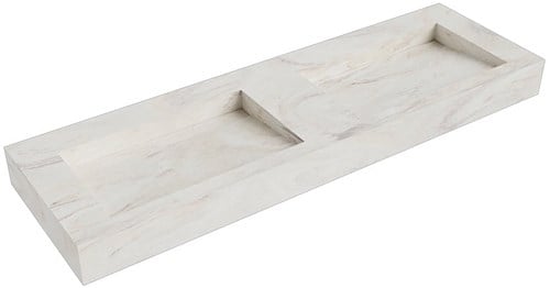 AVON Ostra vrijhangende wastafel 151cm. Positie wasbak Dubbel rand 12cm. 