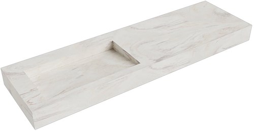 AVON Ostra vrijhangende wastafel 160cm. Positie wasbak Links rand 12cm. 
