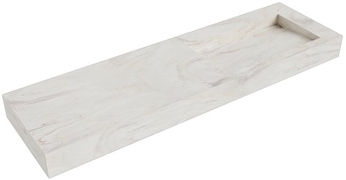 AVON Ostra vrijhangende wastafel 160cm. Positie wasbak Rechts rand 12cm. 