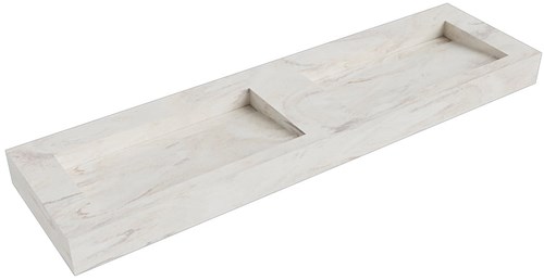 AVON Ostra vrijhangende wastafel 171cm. Positie wasbak Dubbel rand 12cm. 