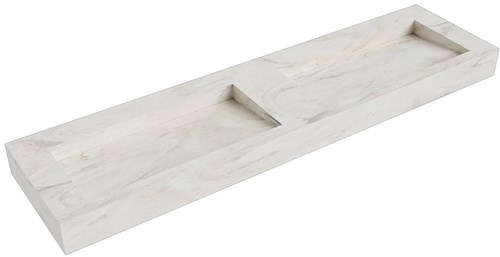 AVON Ostra vrijhangende wastafel 181cm. Positie wasbak Dubbel rand 12cm. 