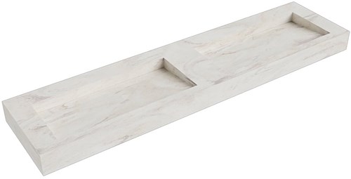 AVON Ostra vrijhangende wastafel 191cm. Positie wasbak Dubbel rand 12cm. 