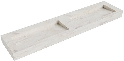 AVON Ostra vrijhangende wastafel 200cm. Positie wasbak Dubbel rand 12cm. 