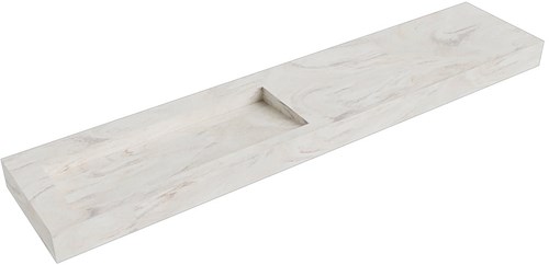 AVON Ostra vrijhangende wastafel 220cm. Positie wasbak Links rand 12cm. 