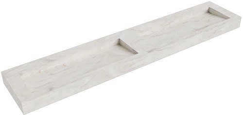 AVON Ostra vrijhangende wastafel 241cm. Positie wasbak Dubbel rand 12cm. 