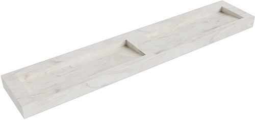 AVON Ostra vrijhangende wastafel 250cm. Positie wasbak Dubbel rand 12cm. 