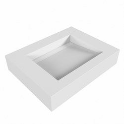 AVON Talc Lavabo mural solid surface 60cm. Position lavabo Centrée rebord 12cm.
