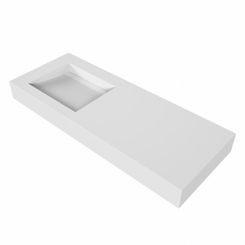 AVON Talc freihängend Waschtisch aus solid surface (mineralwerkstoff) 120cm. Waschbeckenposition Links rand 12cm hoch.-3